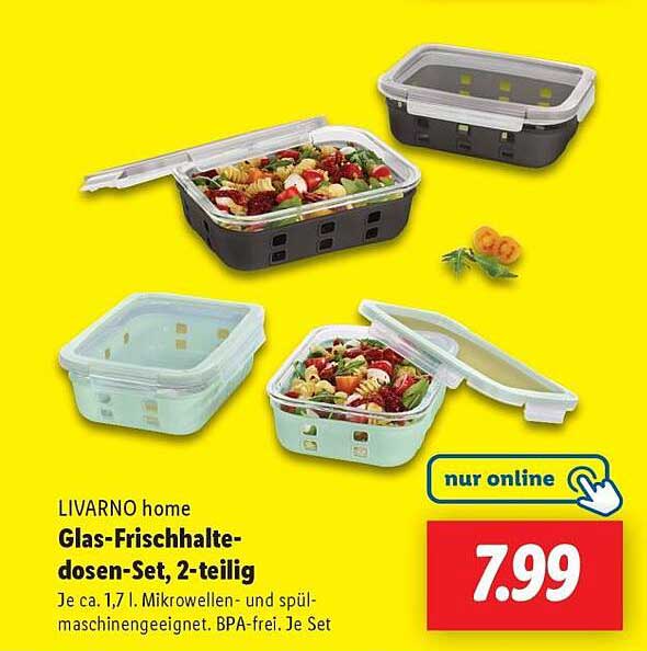 LIVARNO home Glas-Frischhalte-dosen-Set, 2-teilig