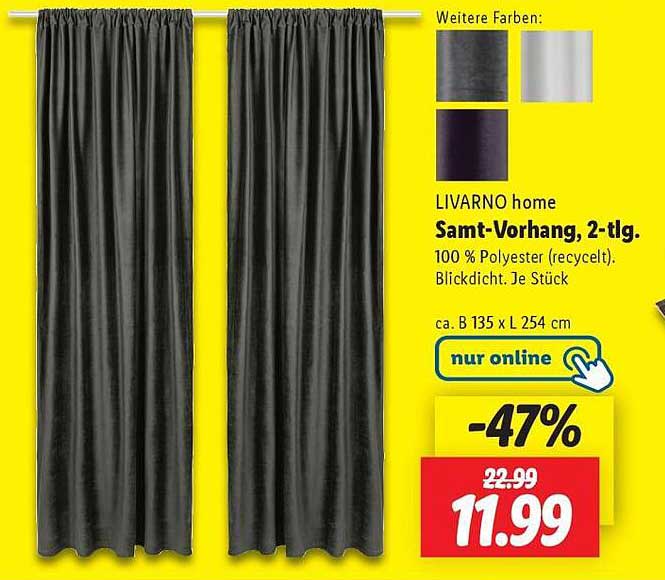 LIVARNO home Samt-Vorhang, 2-tlg.
