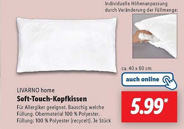 LIVARNO home Soft-Touch-Kopfkissen