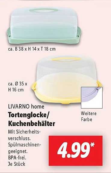 LIVARNO home Tortenglocke/Kuchenbehälter