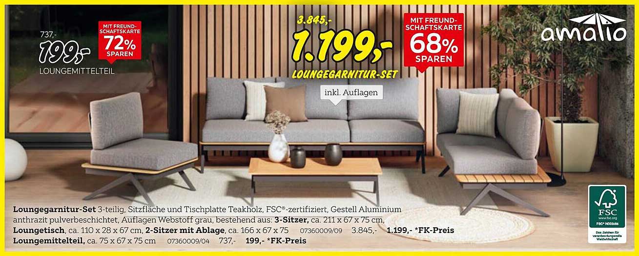 Loungegarnitur-Set 3-teilig, inkl. Auflagen für 1.199,-