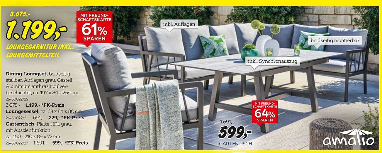 Loungeset inkl. Loungemittelteil - 61% sparen!