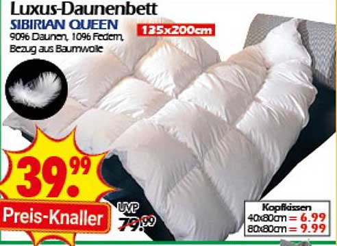 Luxus-Daunenbett SIBIRIAN QUEEN 135x200cm