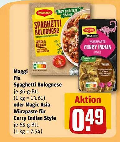 Maggi Fix Spaghetti Bolognese oder Magic Asia Würzpaste für Curry Indian Style