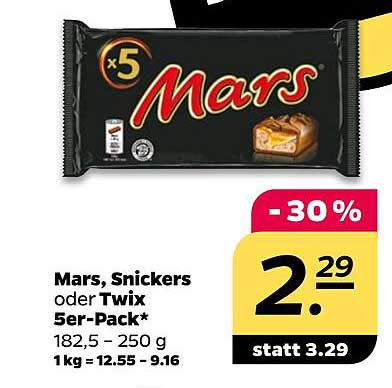 Mars, Snickers oder Twix 5er-Pack - Jetzt zum Schnäppchenpreis!