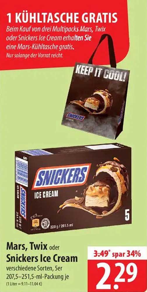 Mars, Twix oder Snickers Ice Cream 5er Packung