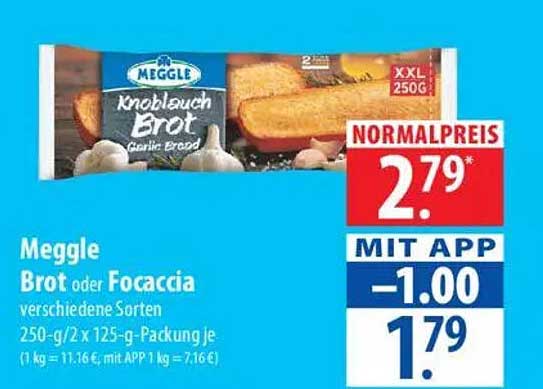Meggle Knoblauch Brot oder Focaccia 250 g