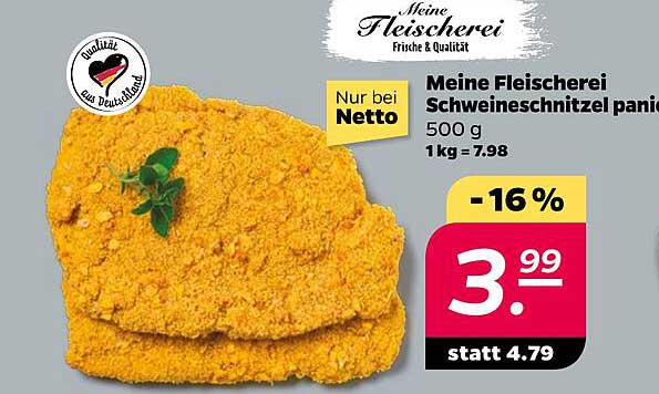 Meine Fleischerei Schweineschnitzel paniert 500 g