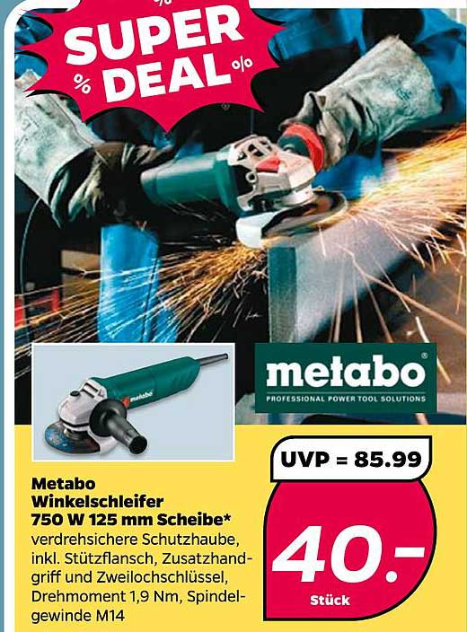 Metabo Winkelschleifer 750 W 125 mm Scheibe