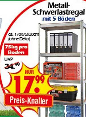 Metall-Schwerlastregal mit 5 Böden