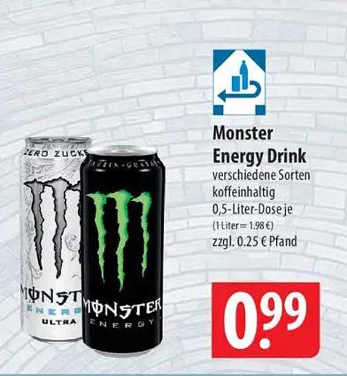 Monster Energy Drink verschiedene Sorten koffeinhaltig 0,5-Liter-Dose je