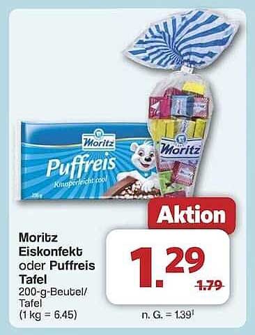 Moritz Eiskonfekt oder Puffreis Tafel - Aktion