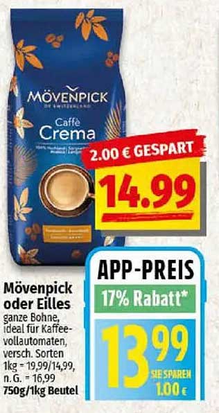 Mövenpick Caffe Crema ganze Bohne - 750g Beutel