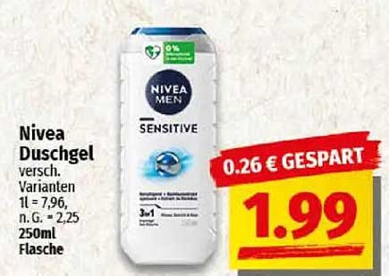 Nivea Men Sensitive Duschgel 250ml (Versch. Varianten)