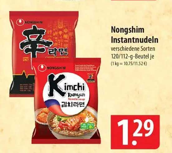 Nongshim Instantnudeln verschiedene Sorten 120/112-g-Beutel je