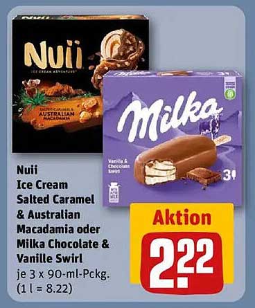 Nuii Ice Cream Salted Caramel & Australian Macadamia oder Milka Chocolate & Vanille Swirl