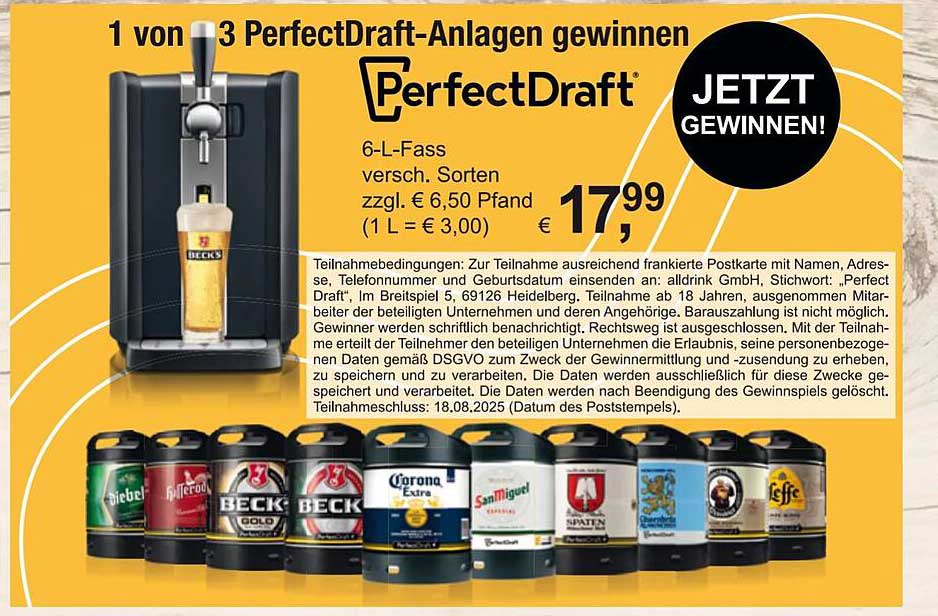 PerfectDraft 6-L-Fass für 17,99 €