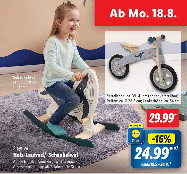 Playtive Holz-Laufrad/-Schaukelwal