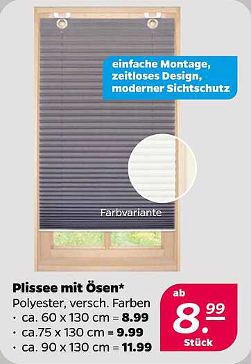 Plissees mit Ösen - Verschiedene Farben, ab 8,99 €