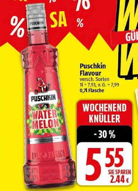 Puschkin Flavour Wasser Melone - 0,7 l Flasche