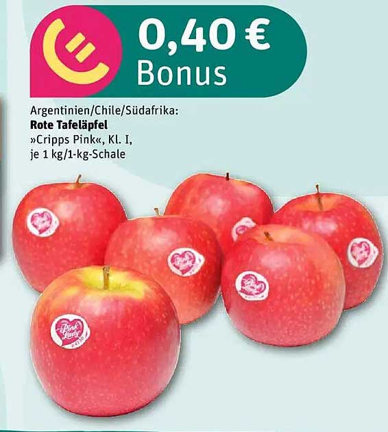 Rote Tafeläpfel "Cripps Pink", Kl. I, je 1 kg/1-kg-Schale