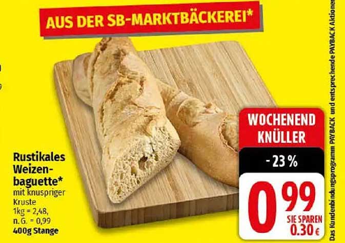 Rustikales Weizenbaguette - 400g Stange