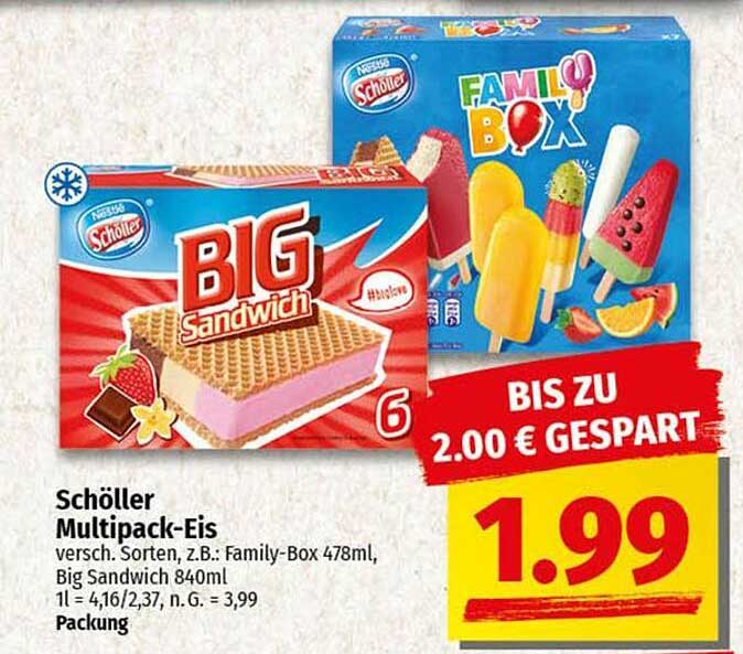 Schöller Multipack-Eis - BIG Sandwich und Family-Box