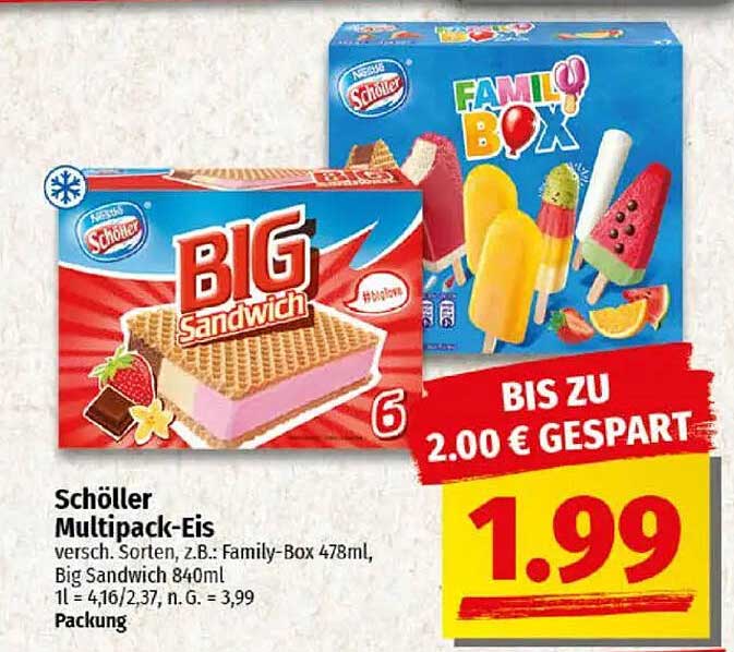 Schöller Multipack-Eis - BIG Sandwich und Family Box