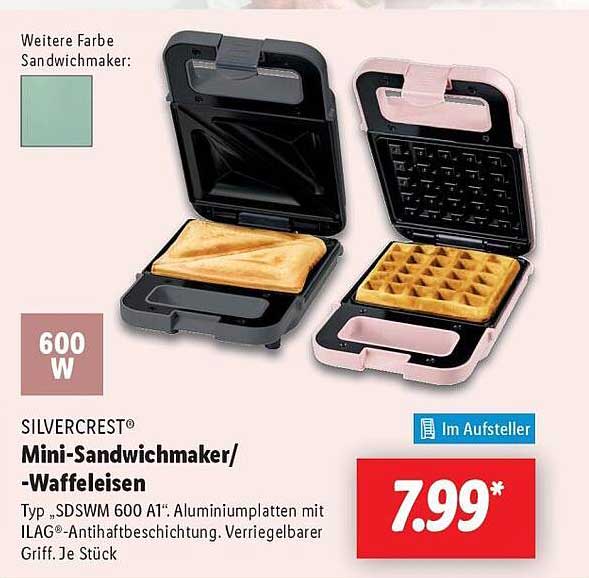 SILVERCREST® Mini-Sandwichmaker/-Waffeleisen