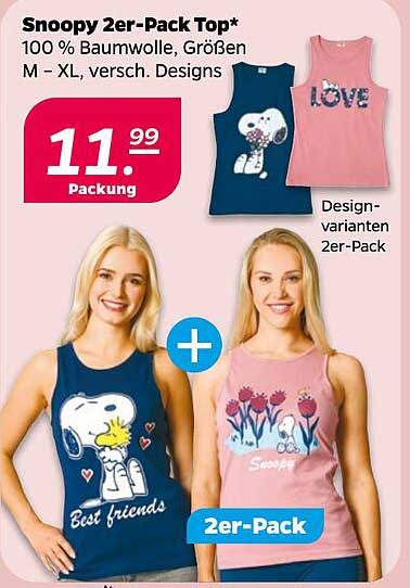 Snoopy 2er-Pack Top* - 100 % Baumwolle in verschiedenen Designs