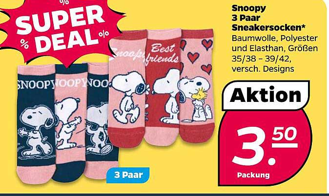 Snoopy 3 Paar Sneakersocken