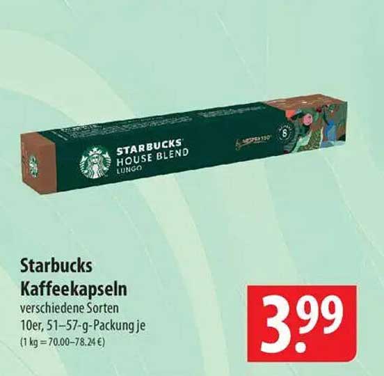 Starbucks Kaffeekapseln verschiedene Sorten 10er, 51-57-g-Packung