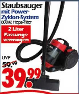 Staubsauger mit Power-Zyklon-System 800W, Hepa-Filter