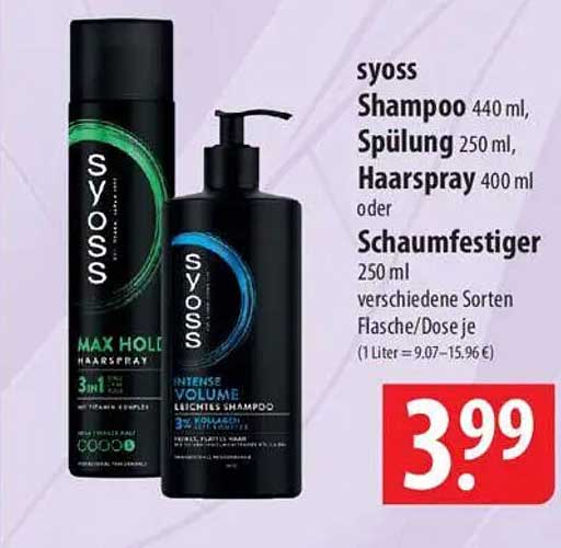 syoss Shampoo 440 ml, Spülung 250 ml, Haarspray 400 ml oder Schaumfestiger 250 ml