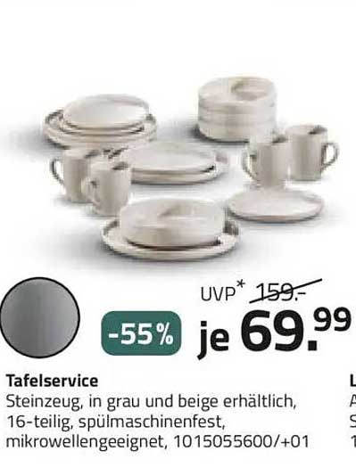Tafelservice 16-teilig in Grau und Beige