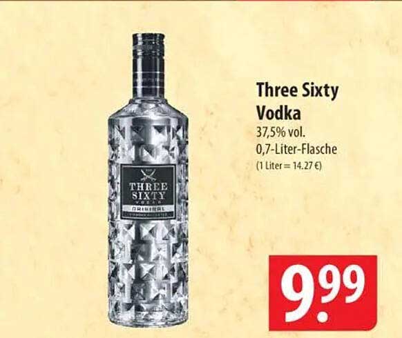 Three Sixty Vodka - 0,7-Liter-Flasche