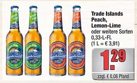 Trade Islands Peach, Lemon-Lime oder weitere Sorten 0,33-L-Fl.