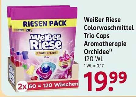 Weißer Riese Colorwaschmittel Trio Caps Aromatherapie Orchidee 120 WL