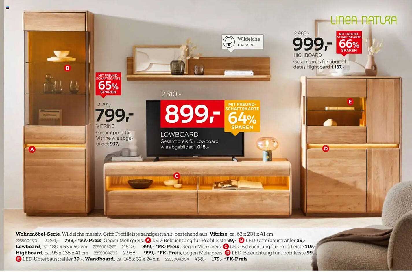 Wohnmöbel-Serie: Lowboard und Vitrine aus Wildeiche
