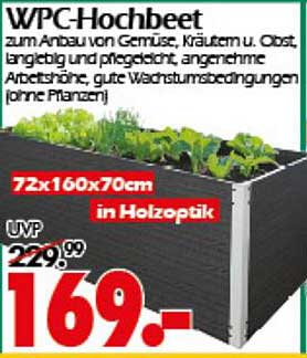 WPC-Hochbeet 72x160x70cm in Holzoptik