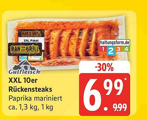 XXL 10er Rückensteaks Paprika mariniert