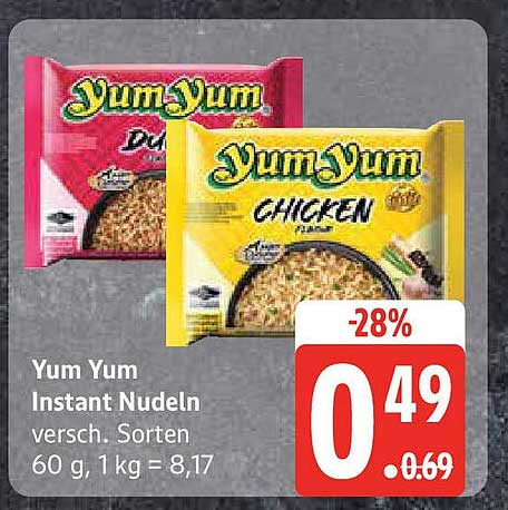 Yum Yum Instant Nudeln in verschiedenen Sorten