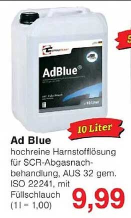 Ad Blue - hochreine Harnstofflösung für SCR-Abgasnachbehandlung