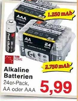 Alkaline Batterien 24er-Pack, AA oder AAA