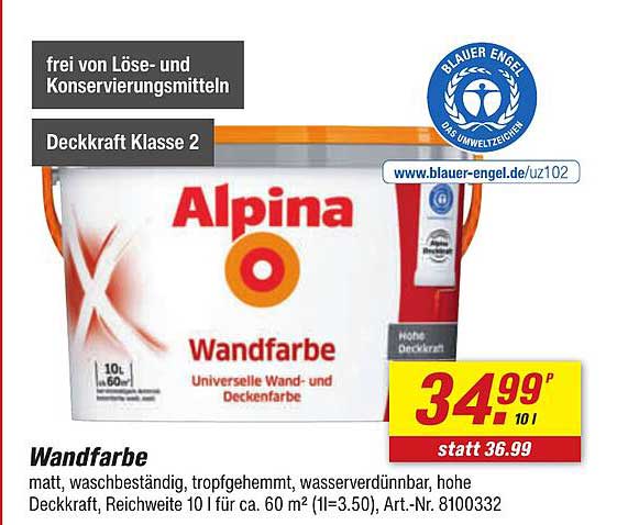 Alpina Wandfarbe 10 l - Universelle Wand- und Deckenfarbe