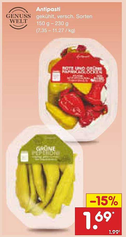 Antipasti gekühlt, verschiedene Sorten