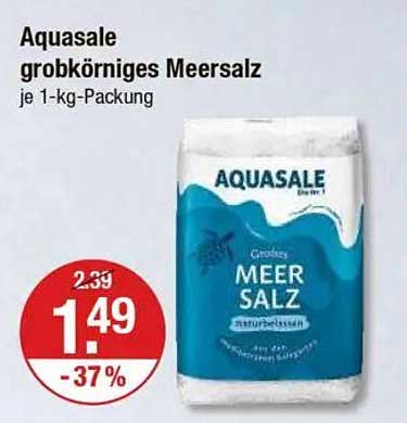 Aquasale grobkörniges Meersalz je 1-kg-Packung