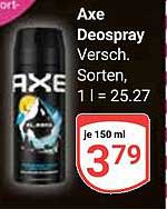 Axe Deospray Verschiedene Sorten, 150 ml für nur 3,79 €