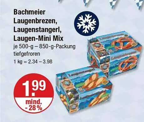 Bachmeier Laugenbrezeln, Laugenstangerl, Laugen-Mini Mix je 500-g- 850-g-Packung tiefgefroren