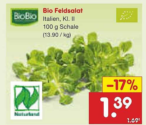 Bio Feldsalat, Italien, Kl. II, 100 g Schale